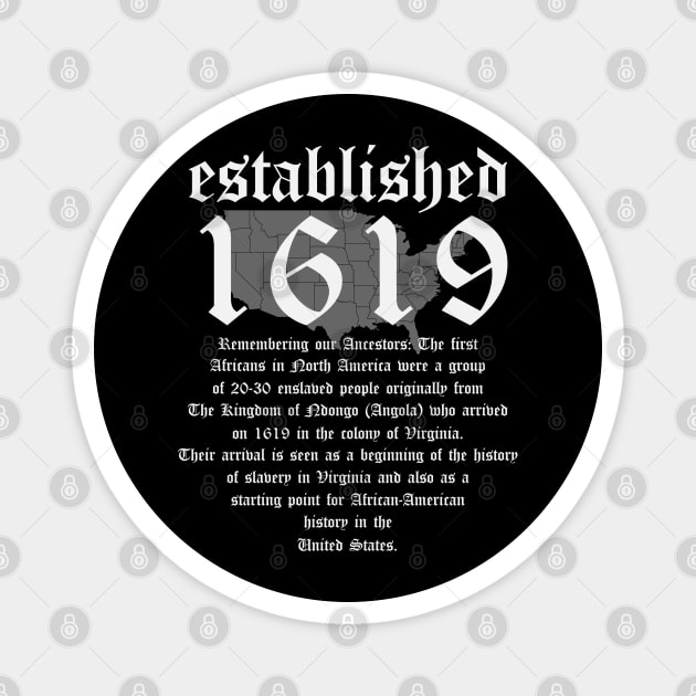 Project 1619 Established American Map Vintage Black History Magnet by UrbanLifeApparel